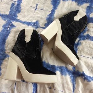 Jeffrey Campbell calf hair western platforms boot